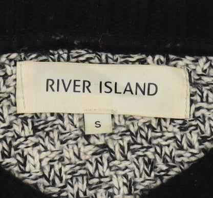 River Island Men's Black Pullover Jumper S Cable-Knit