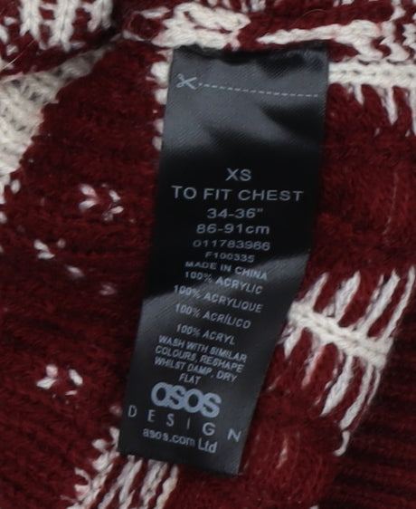 ASOS DESIGN Men's Red XS Roll Neck Christmas Jumper