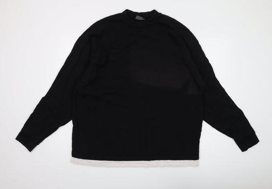 Additional front view of ASOS unisex black pullover sweatshirt l cotton