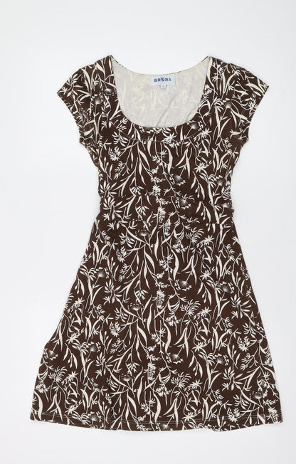 Brora Women's Brown Floral A-Line Dress, Size 8