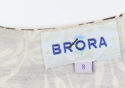 Brora Women's Brown Floral A-Line Dress, Size 8
