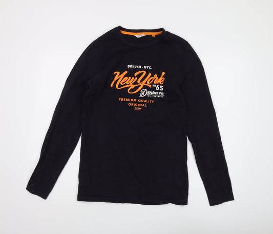 Next Men's Black Long Sleeve Graphic T-Shirt Size S