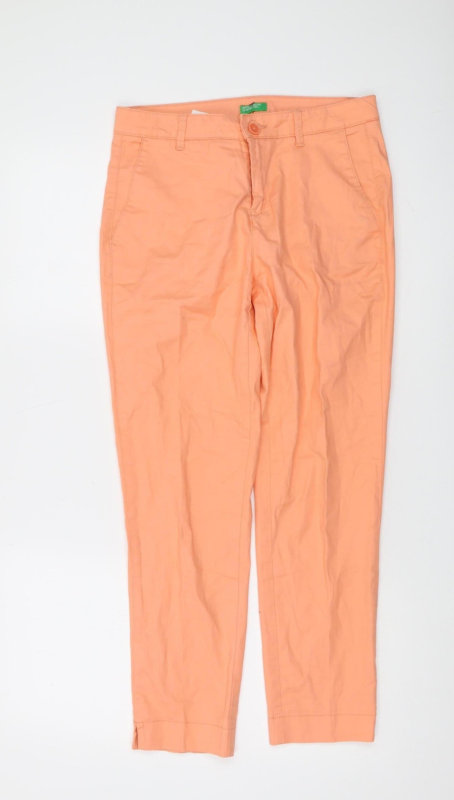 Womens UK Size 8 United Colors of Benetton Regular Fit Chino Orange Trousers