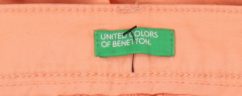 Womens UK Size 8 United Colors of Benetton Regular Fit Chino Orange Trousers