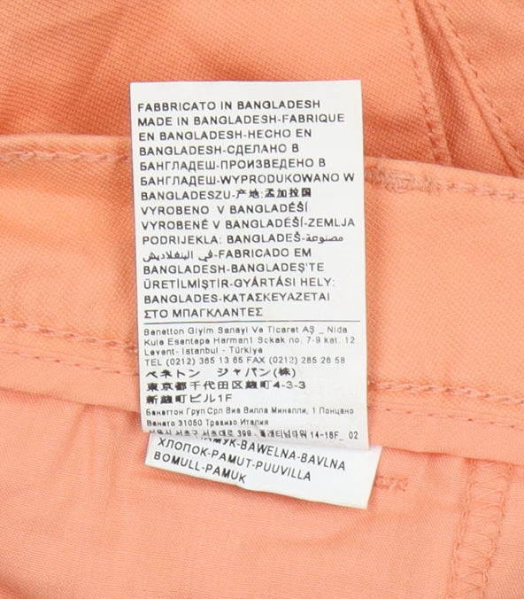 Womens UK Size 8 United Colors of Benetton Regular Fit Chino Orange Trousers