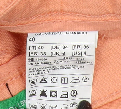 Womens UK Size 8 United Colors of Benetton Regular Fit Chino Orange Trousers