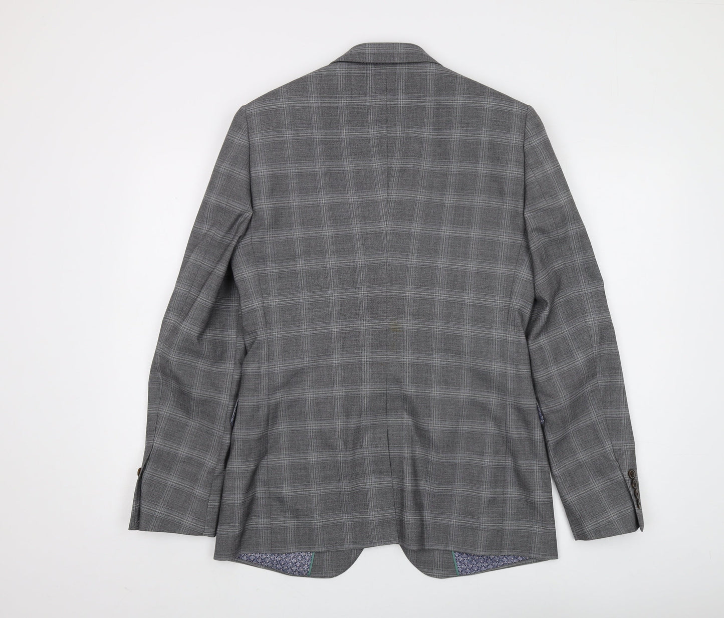 Burton Menswear Grey Check Slim Fit Blazer, 38R