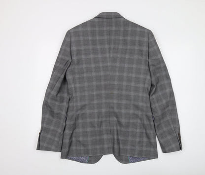 Burton Menswear Grey Check Slim Fit Blazer, 38R