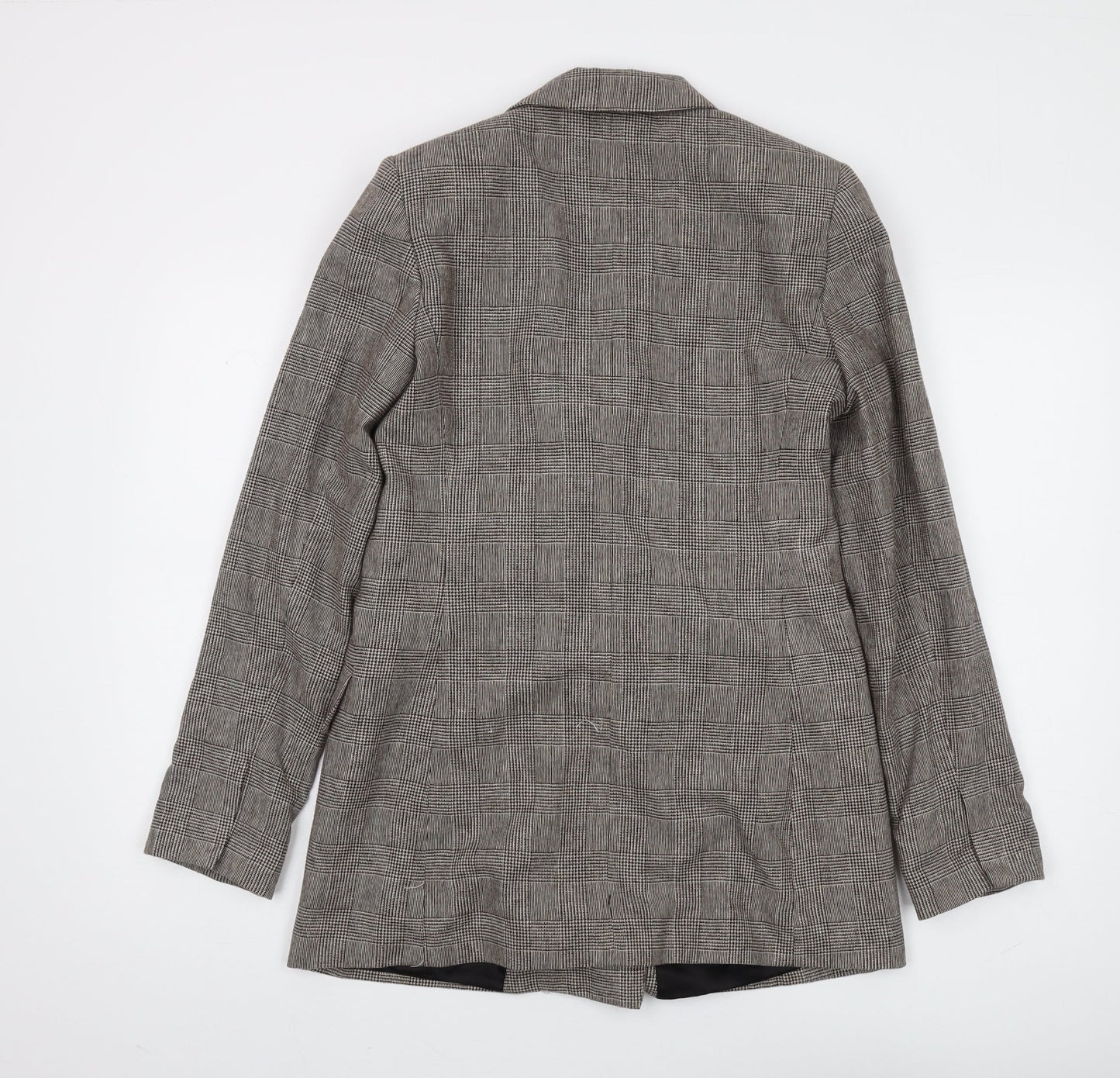 Zara Woman Grey Plaid Blazer, Size 4, Double-Breasted