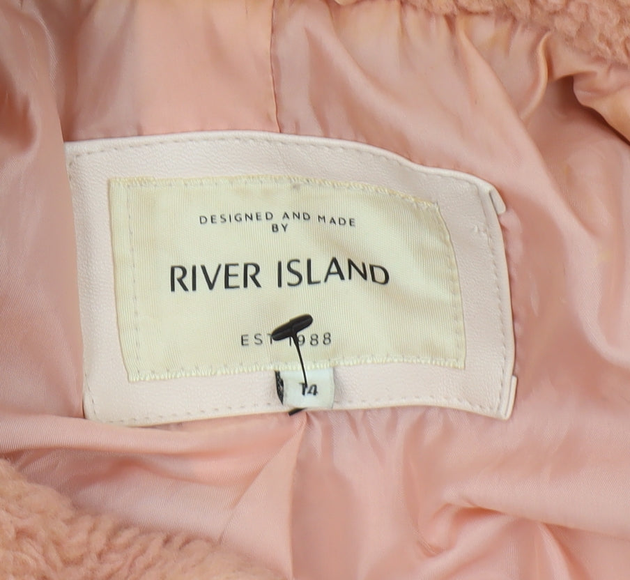 River Island Women's Pink Mid Coat Size 16