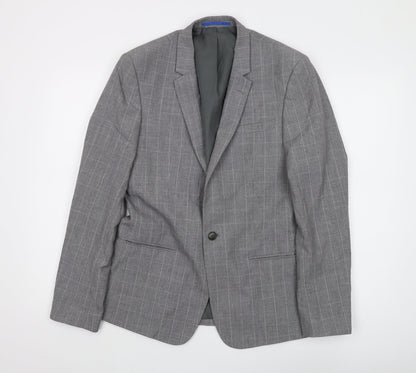 Mens UK Size 38 River Island Regular Grey Suit Jacket