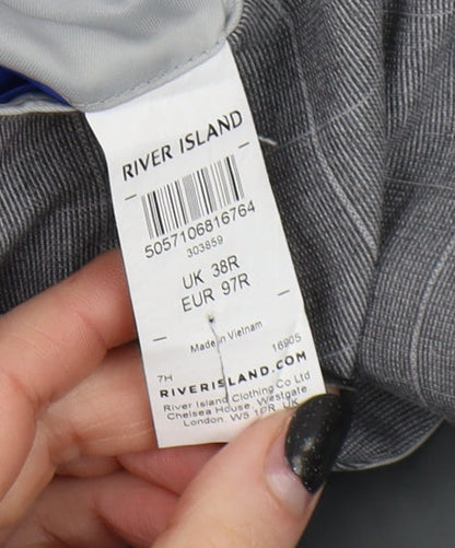 Mens UK Size 38 River Island Regular Grey Suit Jacket