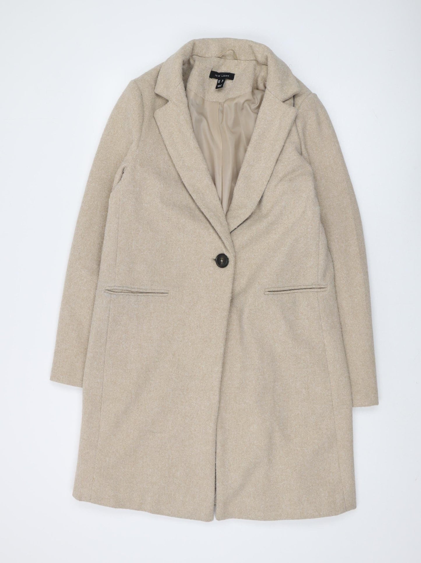 New Look Women's Beige Overcoat, Size 10, Casual & Formal