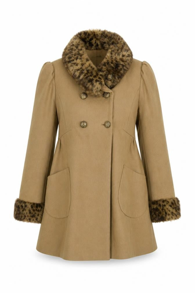 Womens UK Size 14 Miss Selfridge Beige Overcoat