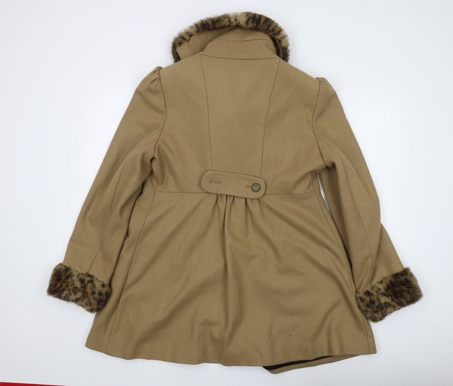 Womens UK Size 14 Miss Selfridge Beige Overcoat