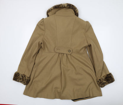 Womens UK Size 14 Miss Selfridge Beige Overcoat