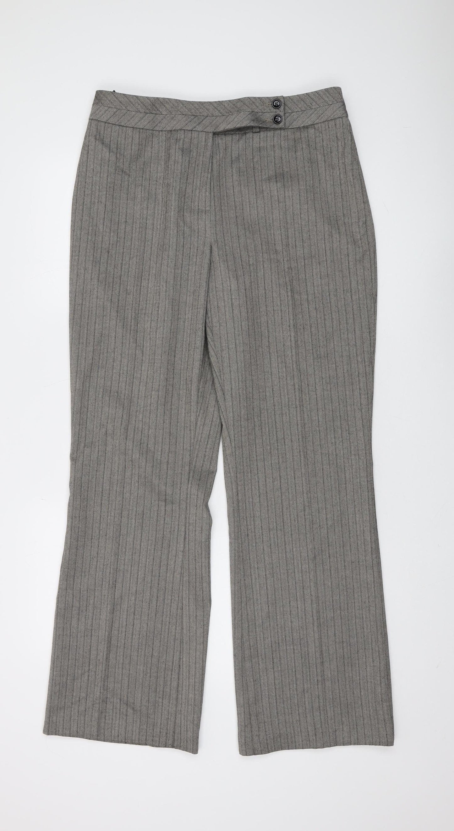 Womens UK Size 14 Marks and Spencer Classic Fit Dress Pants Grey Trousers