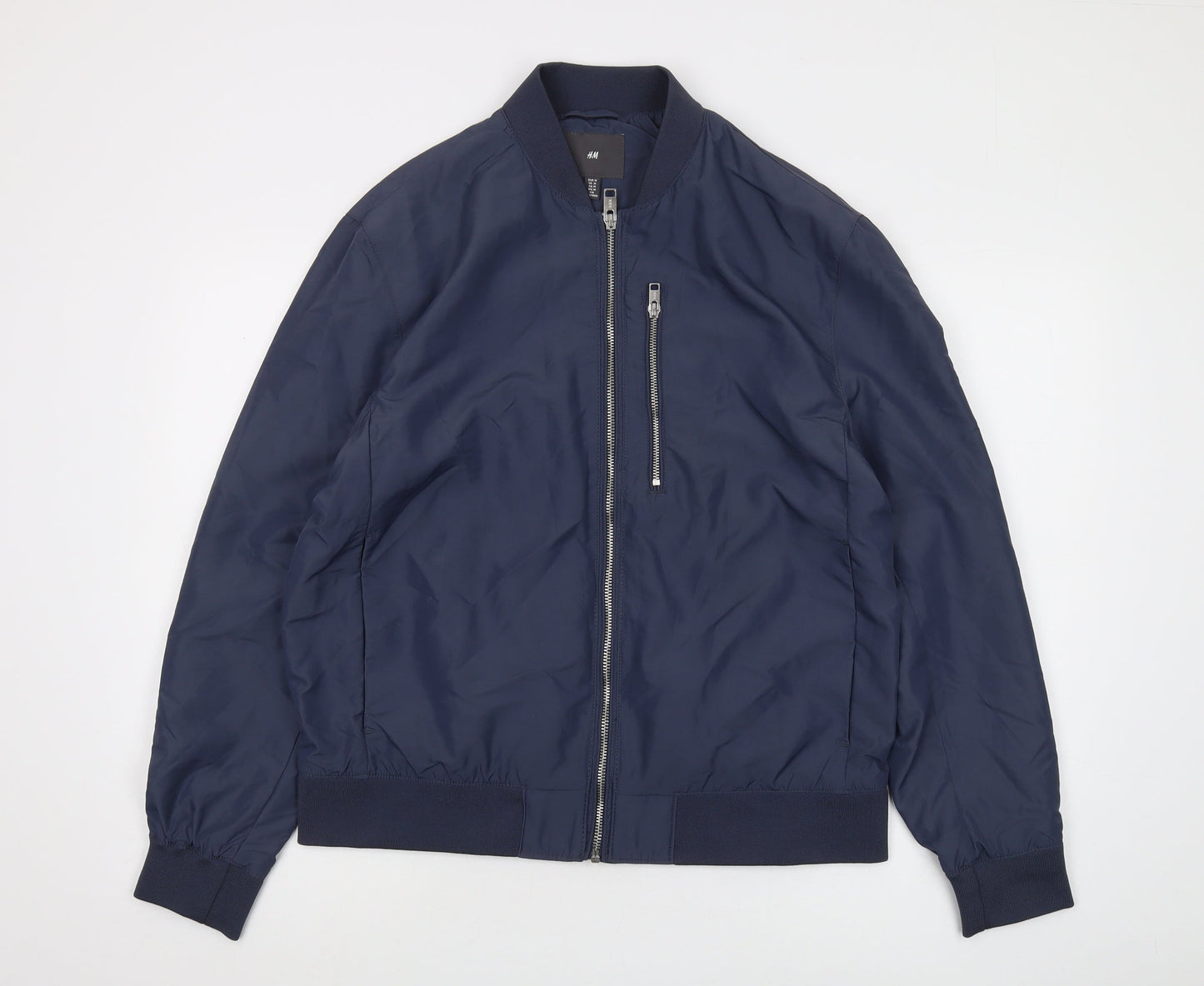 Mens UK Size M H&M Blue Bomber Jacket