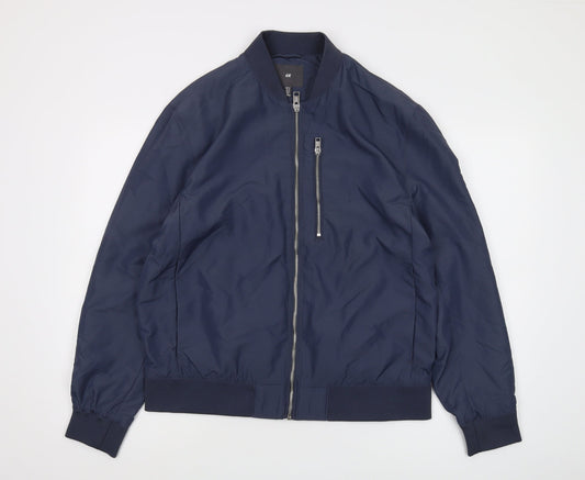 Mens UK Size M H&M Blue Bomber Jacket