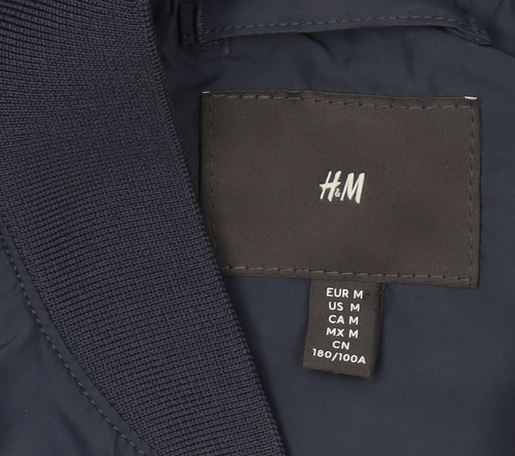 Mens UK Size M H&M Blue Bomber Jacket
