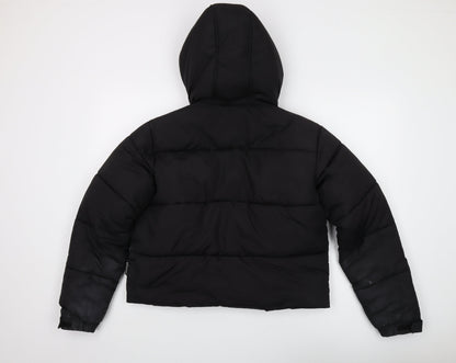 Missguided Women's Black Hooded Puffer Jacket Size 8