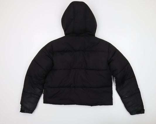 Missguided Women's Black Hooded Puffer Jacket Size 8