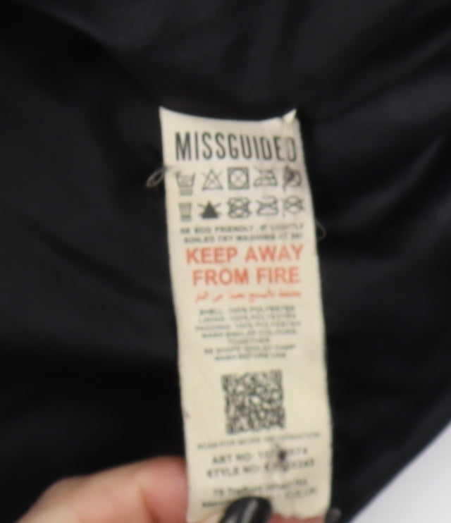 Missguided Women's Black Hooded Puffer Jacket Size 8