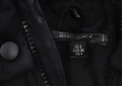 Missguided Women's Black Hooded Puffer Jacket Size 8