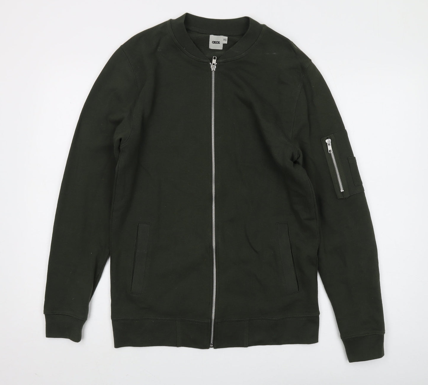 Mens UK Size XS ASOS Green Full Zip Sweatshirt