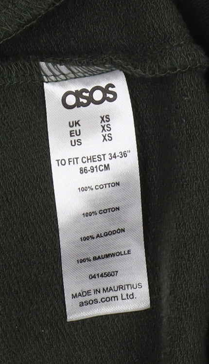 Mens UK Size XS ASOS Green Full Zip Sweatshirt