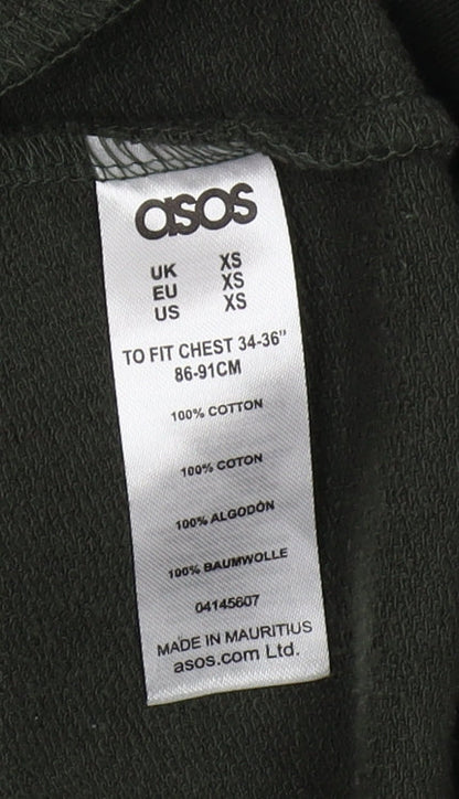 Mens UK Size XS ASOS Green Full Zip Sweatshirt