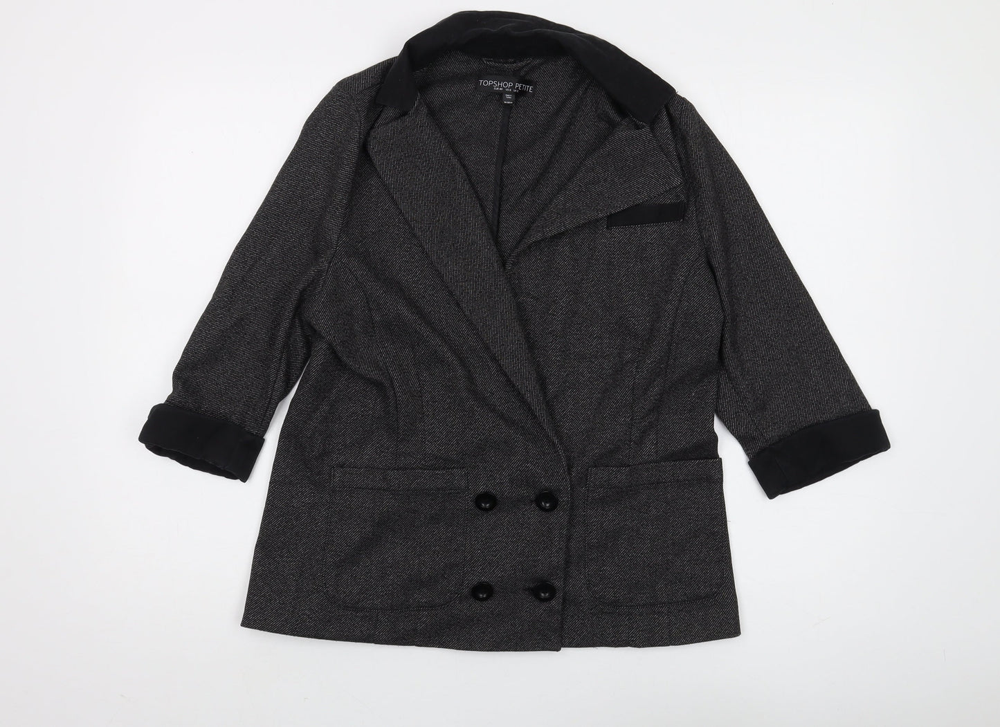 Topshop Women's Black Blazer, Size 12, Petite, Stylish Suit Jacket