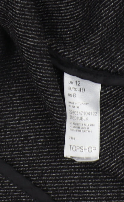 Topshop Women's Black Blazer, Size 12, Petite, Stylish Suit Jacket