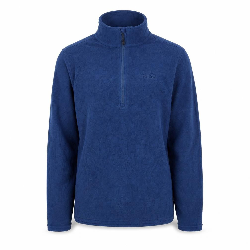 Front view of Peter Storm Blue XS unisex 1/4 zip fleece sweatshirt