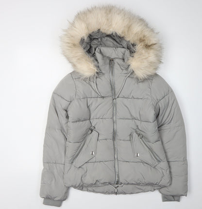 Topshop Women's Grey Puffer Jacket Size 4 Winter