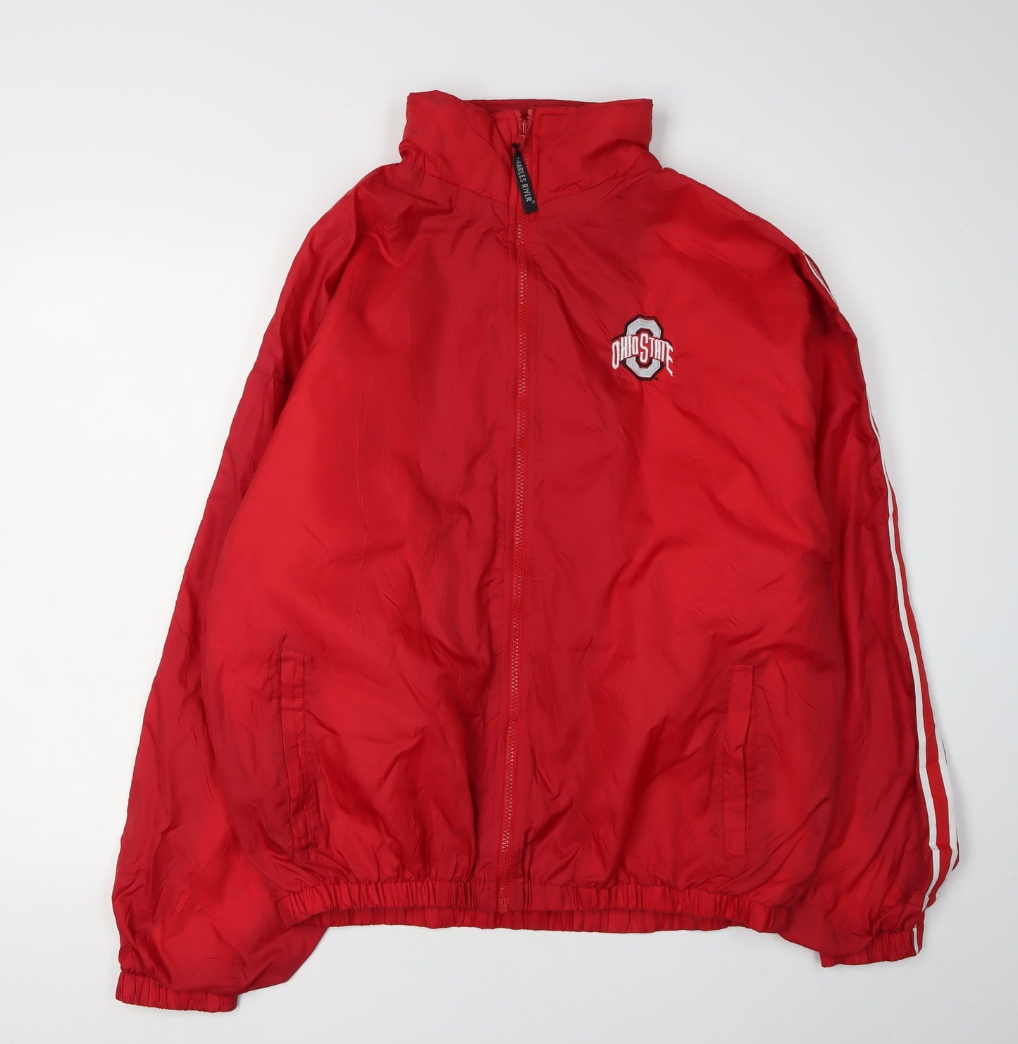 Mens UK Size L Charles River Apparel Red Windbreaker Coat