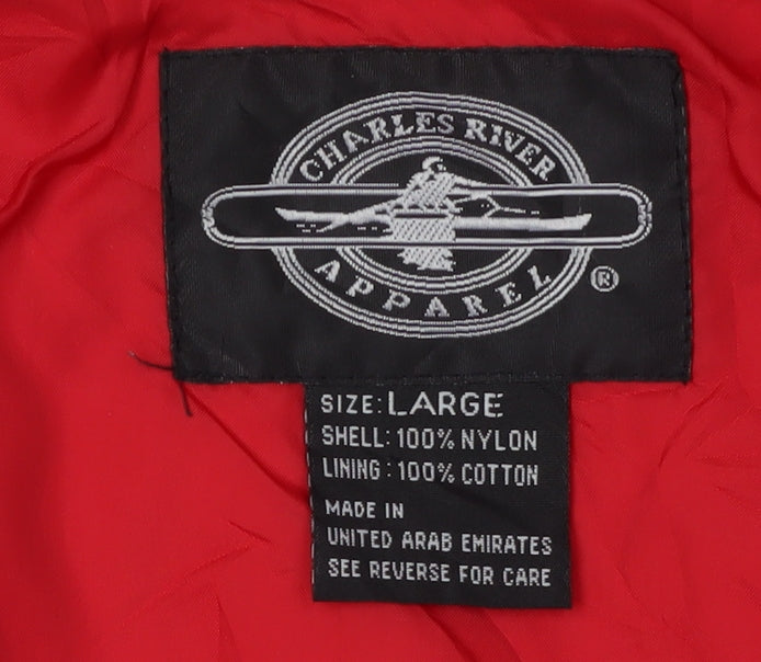 Mens UK Size L Charles River Apparel Red Windbreaker Coat