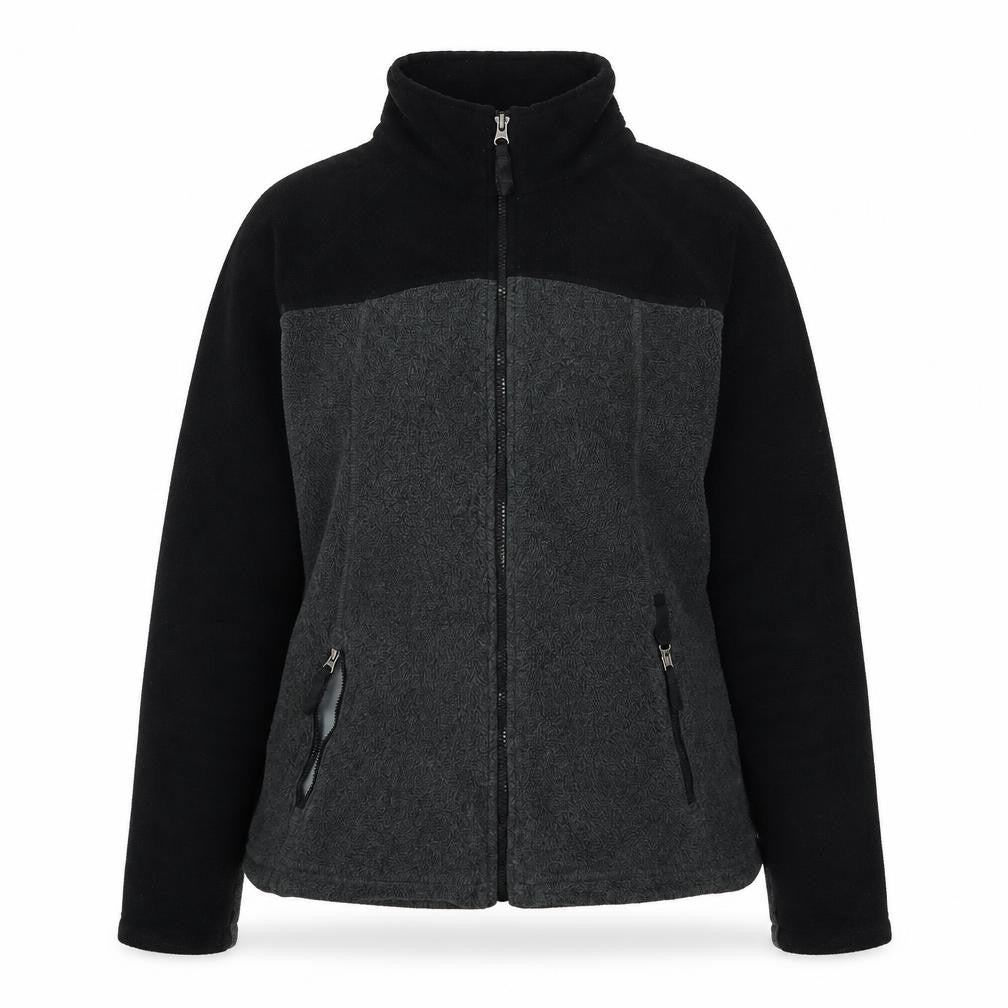 Lands' End Women's Black Grey Fleece Jacket M Casual