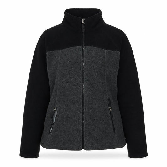 Lands' End Women's Black Grey Fleece Jacket M Casual
