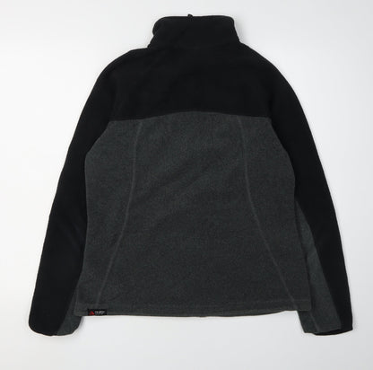 Lands' End Women's Black Grey Fleece Jacket M Casual