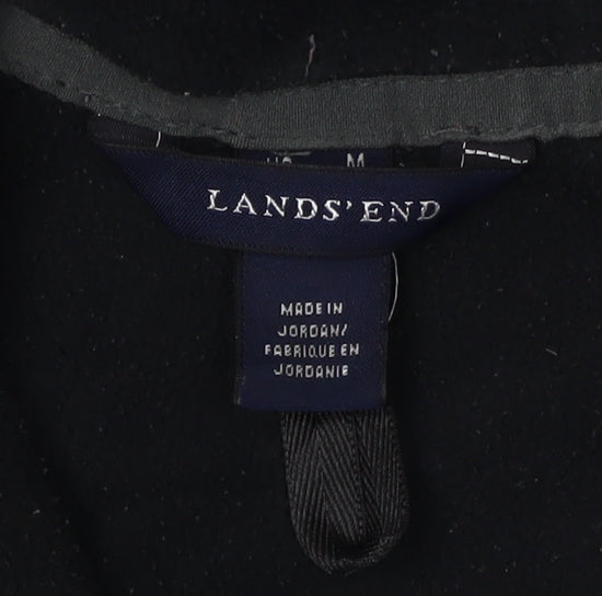 Lands' End Women's Black Grey Fleece Jacket M Casual