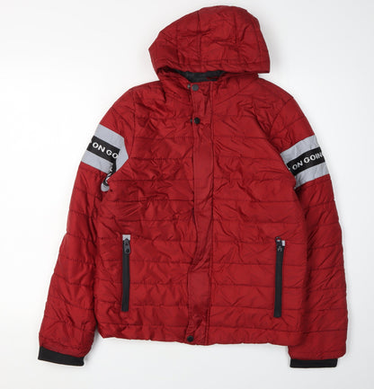 LC Waikiki Boys Red Puffer Jacket 12-13 Years Hooded