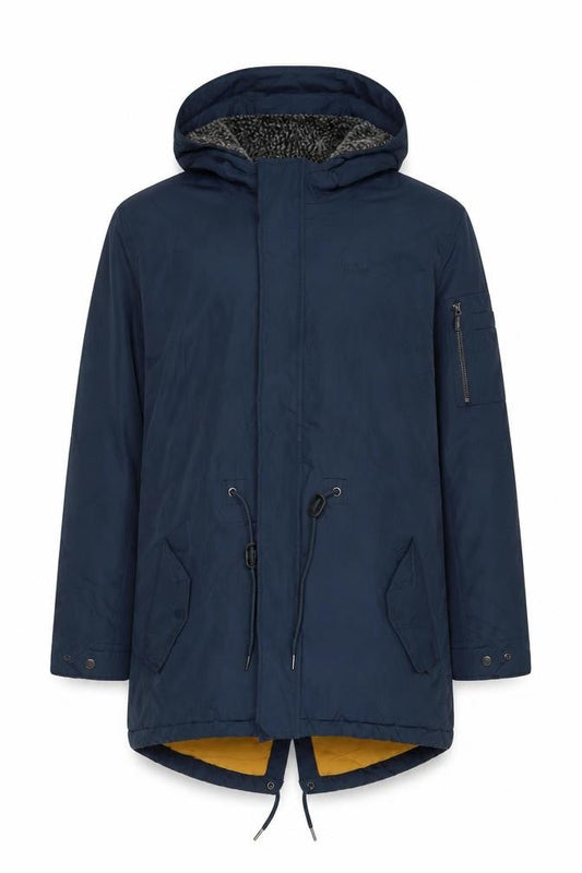 Front view of Lee Cooper Men's Blue Hooded Parka Jacket L