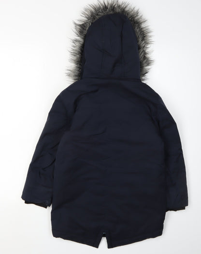 Lola & Maverick Girls Blue Hooded Parka Coat Size 7 Years