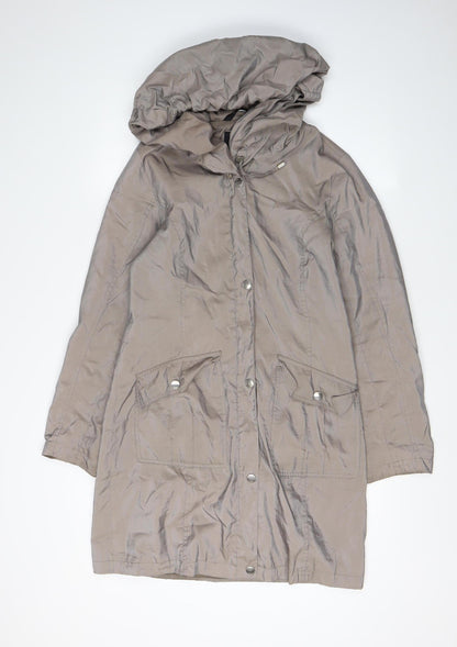 Utex Women's Beige Parka Coat S Hooded Casual