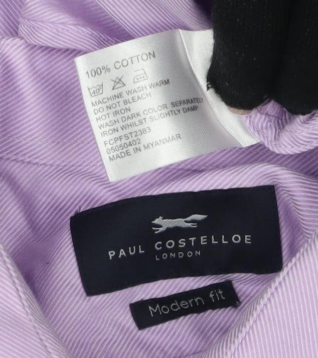 Mens UK Collar Size 15.5 Paul Costelloe Smart Purple  Dress Shirt