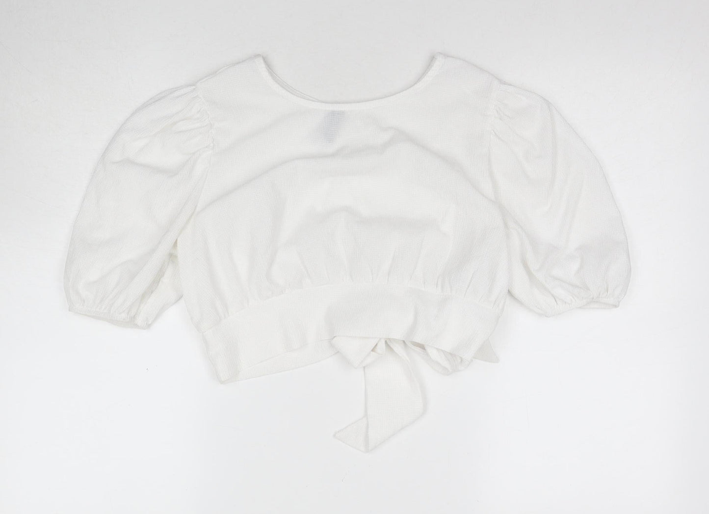 Womens UK Size M H&M White Cropped Blouse