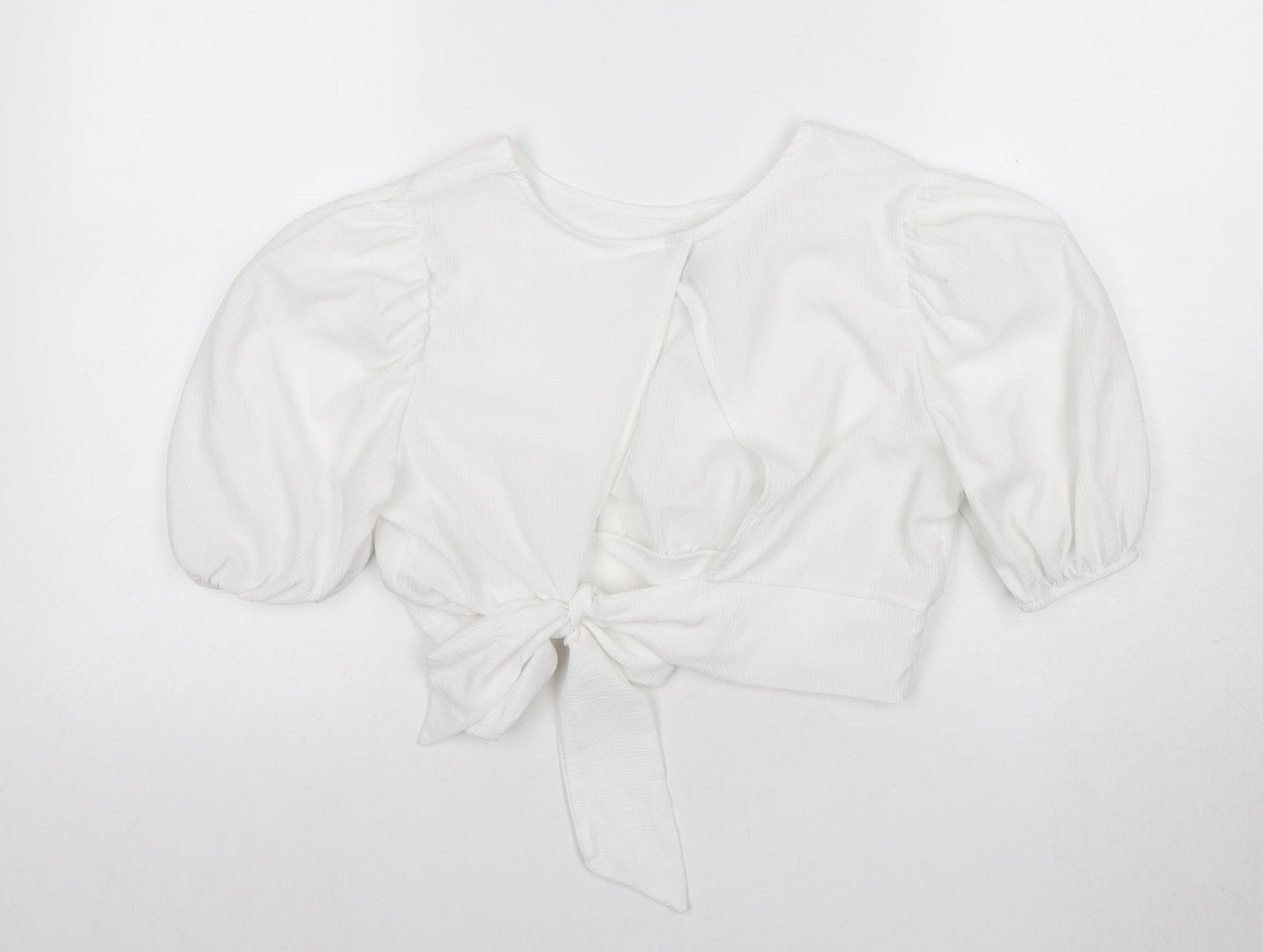Womens UK Size M H&M White Cropped Blouse