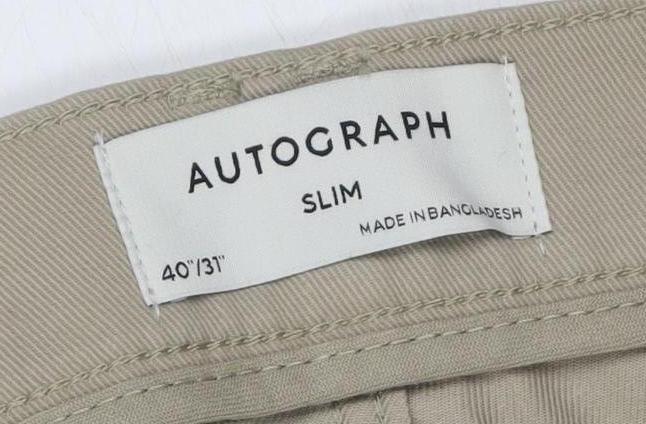 Autograph Men's Beige Slim Chino Trousers 40 Waist