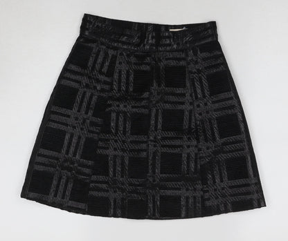 H&M Women's Black A-Line Skirt Check Size 6